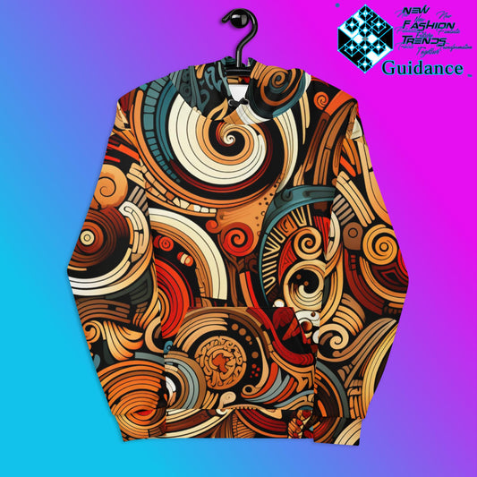 Retro Abstraction Hoodie with Colorful Swirl Design by XGuidance 2XS 1
