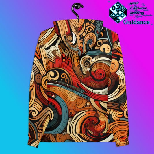 Retro Abstraction Hoodie with Colorful Swirl Design by XGuidance 2XS 2