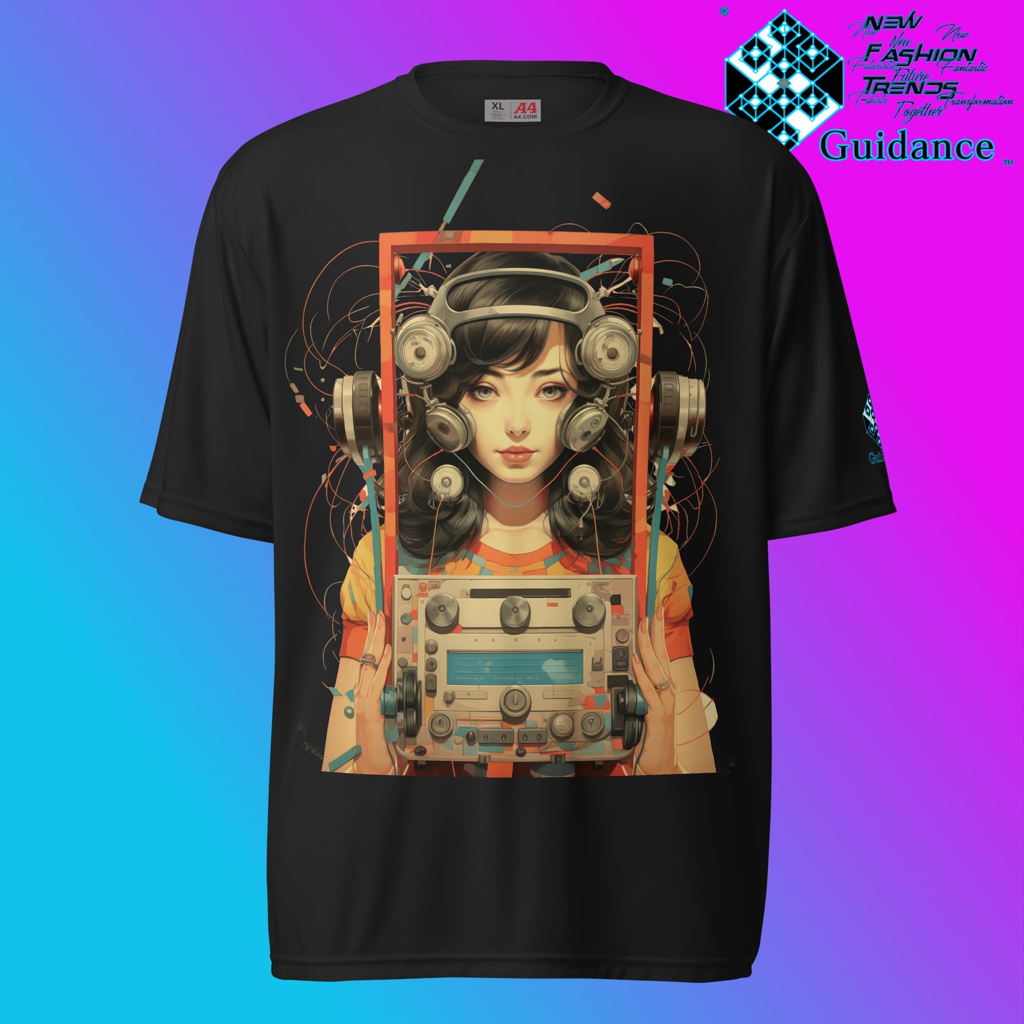 Retro Echo Vintage Radio & Child T Shirt by XGuidance Black 2