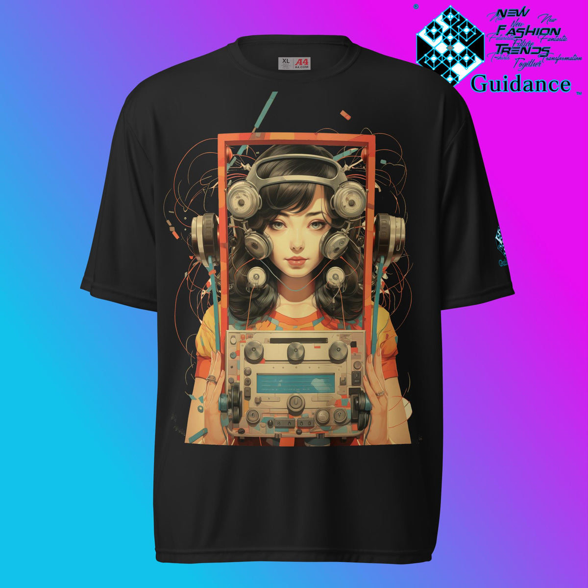 Retro Echo Vintage Radio & Child T Shirt by XGuidance Black 2