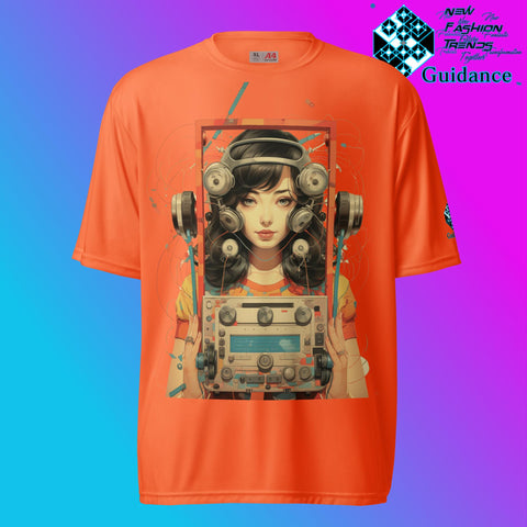 Retro Echo Vintage Radio & Child T Shirt by XGuidance Safety Orange 8