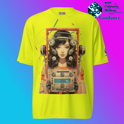 Retro Echo Vintage Radio & Child T Shirt by XGuidance Safety Yellow 9