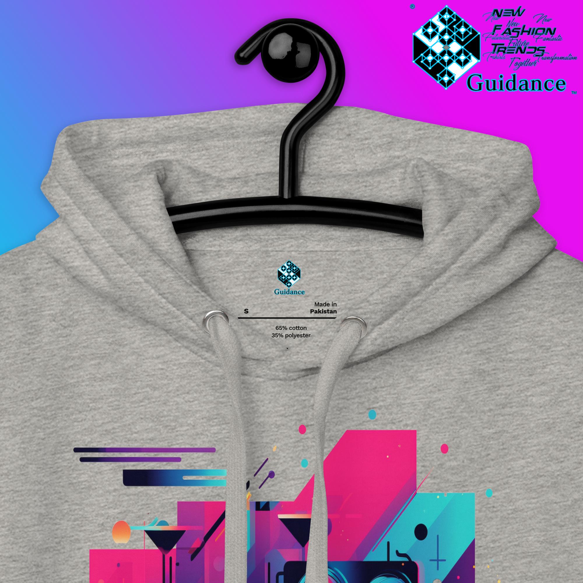 Retro Harmony Hoodie with Colorful Boombox Design by XGuidance Black 13