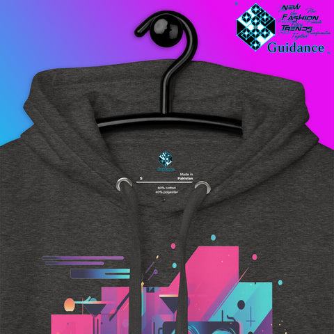 Retro Harmony Hoodie with Colorful Boombox Design by XGuidance Black 17