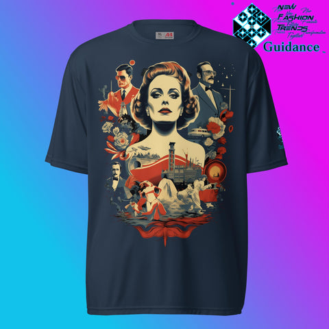 Retro Rendition Classic Cinema & Cityscape T Shirt by XGuidance Navy 4