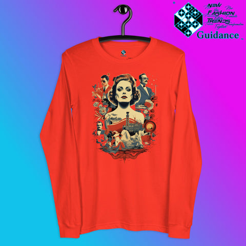 Retro Rendition Long Sleeve T-Shirt – Vintage Portrait Art by XGuidance Poppy 6