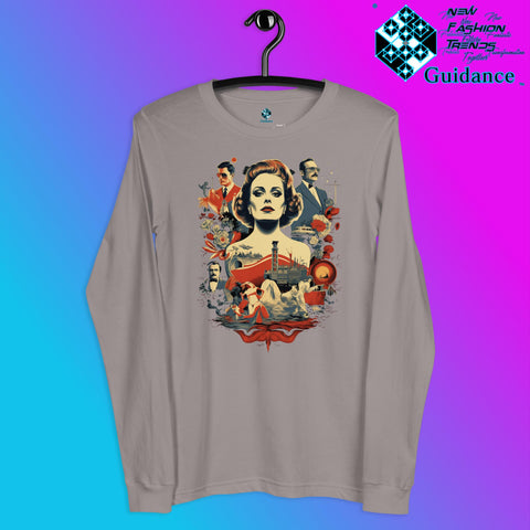 Retro Rendition Long Sleeve T-Shirt – Vintage Portrait Art by XGuidance Storm 7