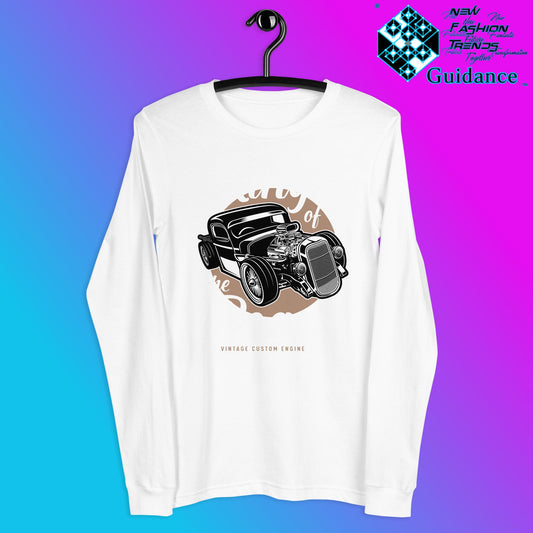 Road Monarch Long Sleeve T-Shirt with Motorcycle Design by XGuidance White 2