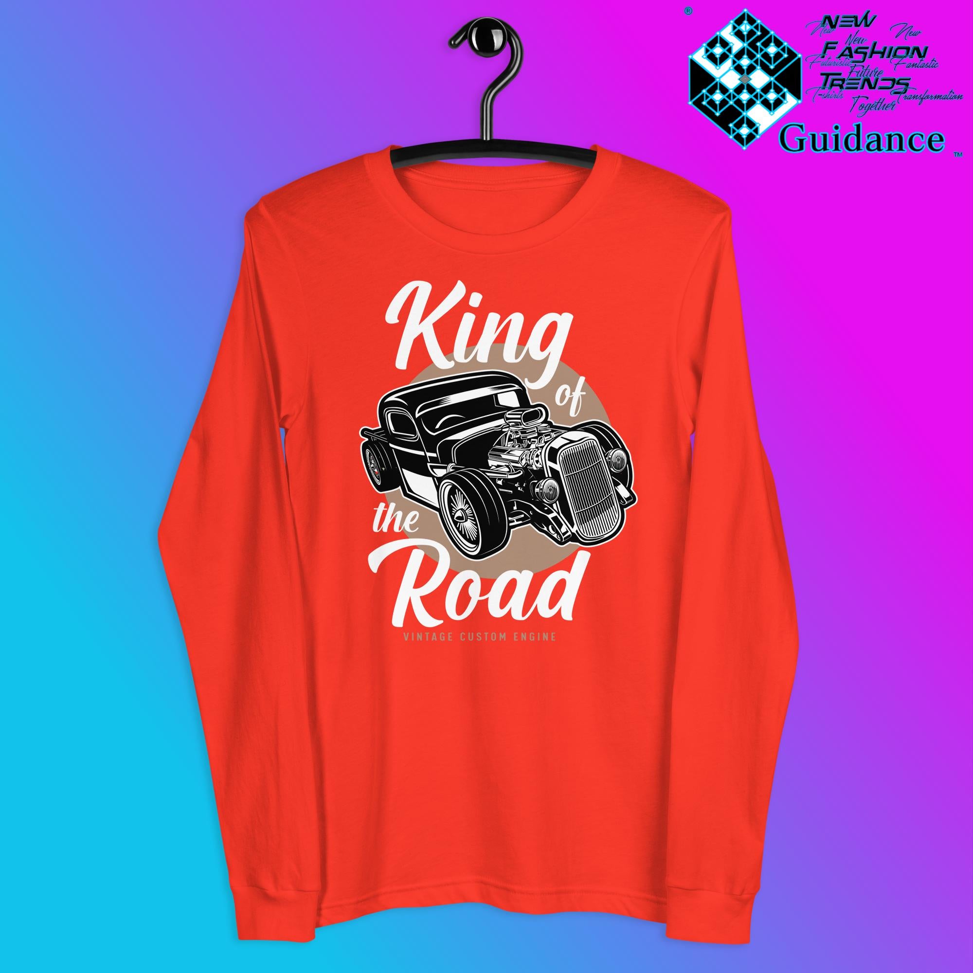Road Monarch Long Sleeve T-Shirt with Motorcycle Design by XGuidance Poppy 8