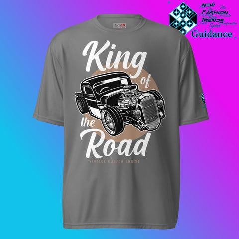 Road Monarch T-Shirt with Vintage Car Engine Design by XGuidance Graphite 3
