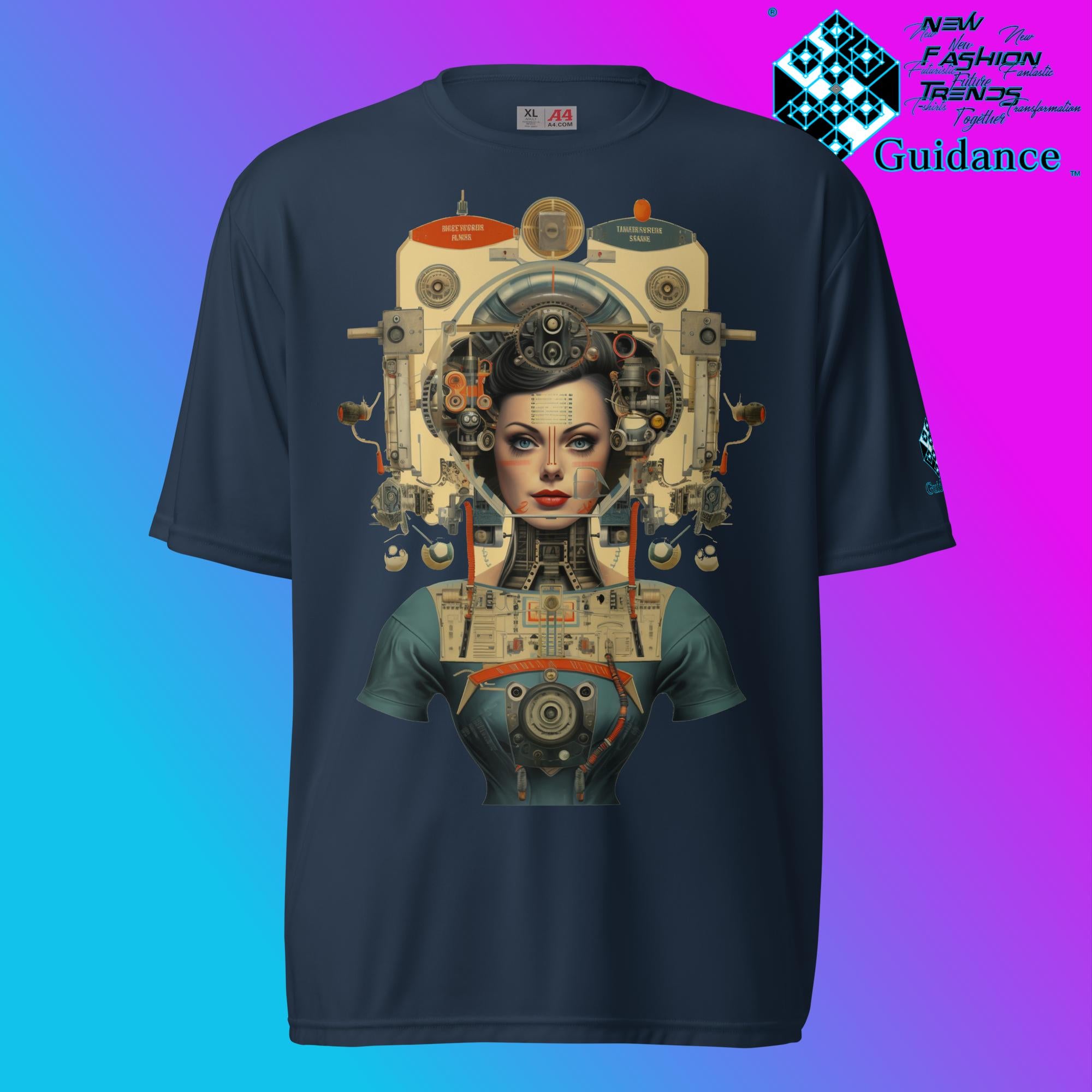 Robo Femme Cyberpunk Retro T Shirt by XGuidance Navy 1