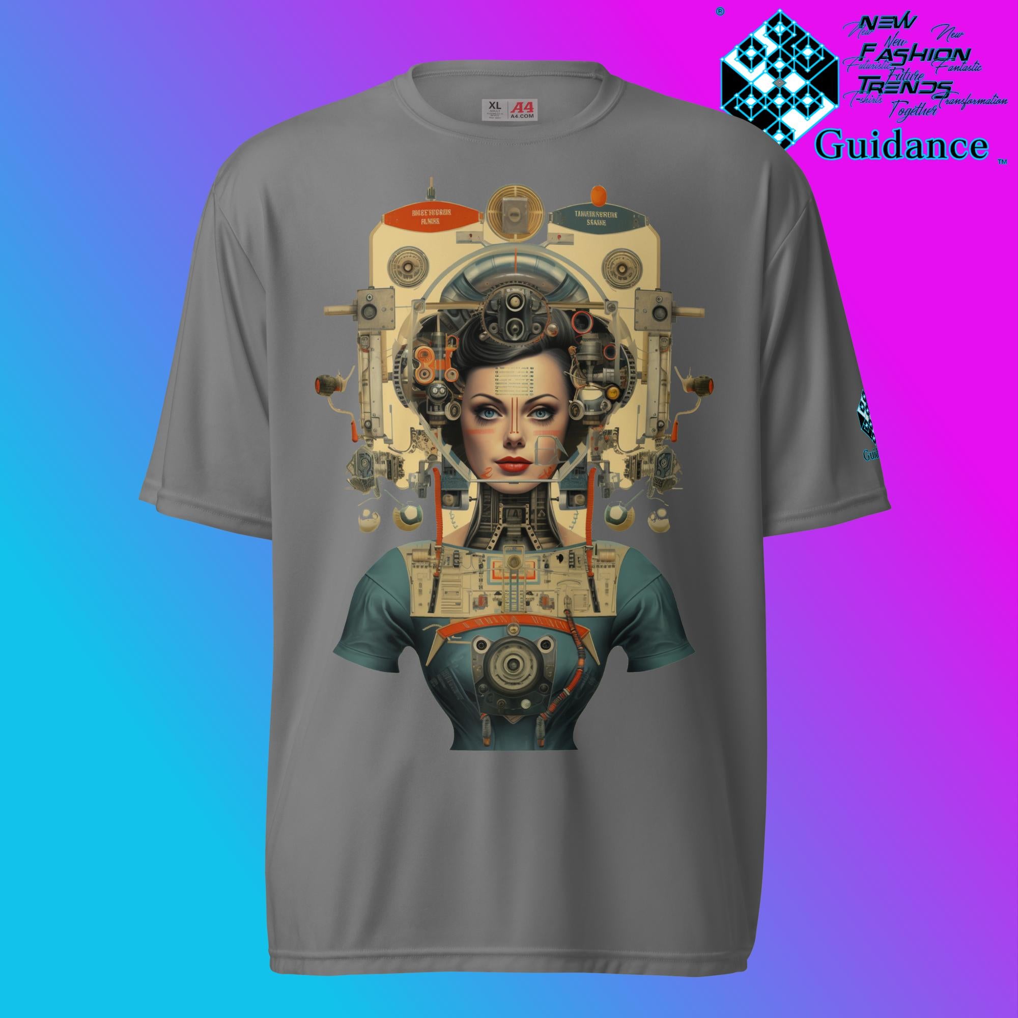 Robo Femme Cyberpunk Retro T Shirt by XGuidance Graphite 4