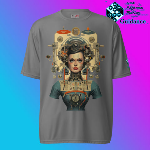Robo Femme Cyberpunk Retro T Shirt by XGuidance Graphite 4