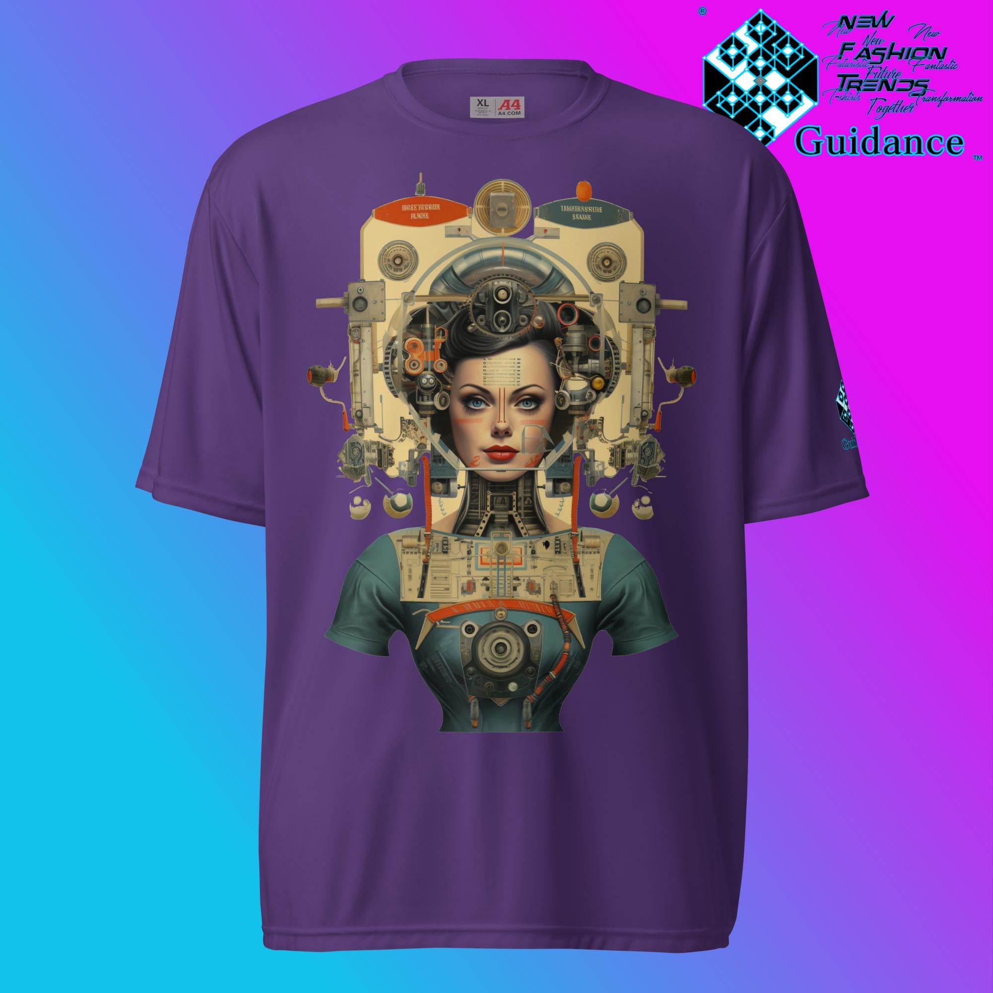 Robo Femme Cyberpunk Retro T Shirt by XGuidance Purple 5