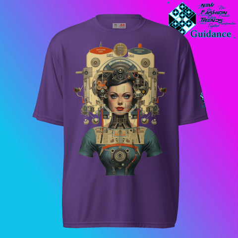 Robo Femme Cyberpunk Retro T Shirt by XGuidance Purple 5