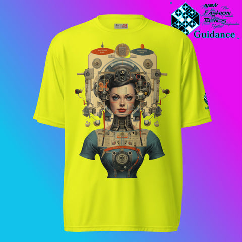 Robo Femme Cyberpunk Retro T Shirt by XGuidance Safety Yellow 8