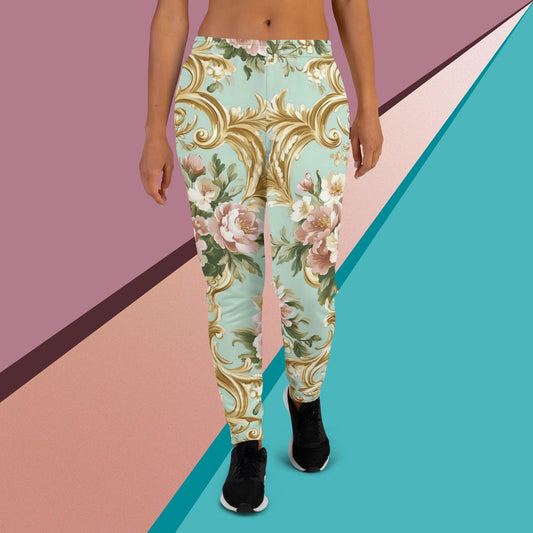 Royal Bloom Joggers – Gold Floral Luxury Sweatpants by XGuidance XS 1