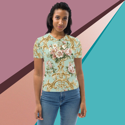 Royal Bloom Tee – Elegant Floral Gold Shirt for Refined Style by XGuidance XS 1