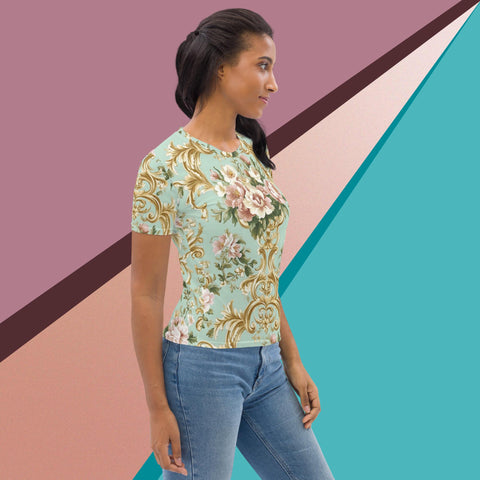 Royal Bloom Tee – Elegant Floral Gold Shirt for Refined Style by XGuidance XS 3