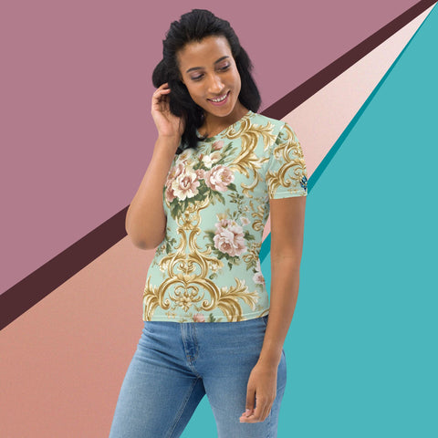 Royal Bloom Tee – Elegant Floral Gold Shirt for Refined Style by XGuidance XS 4