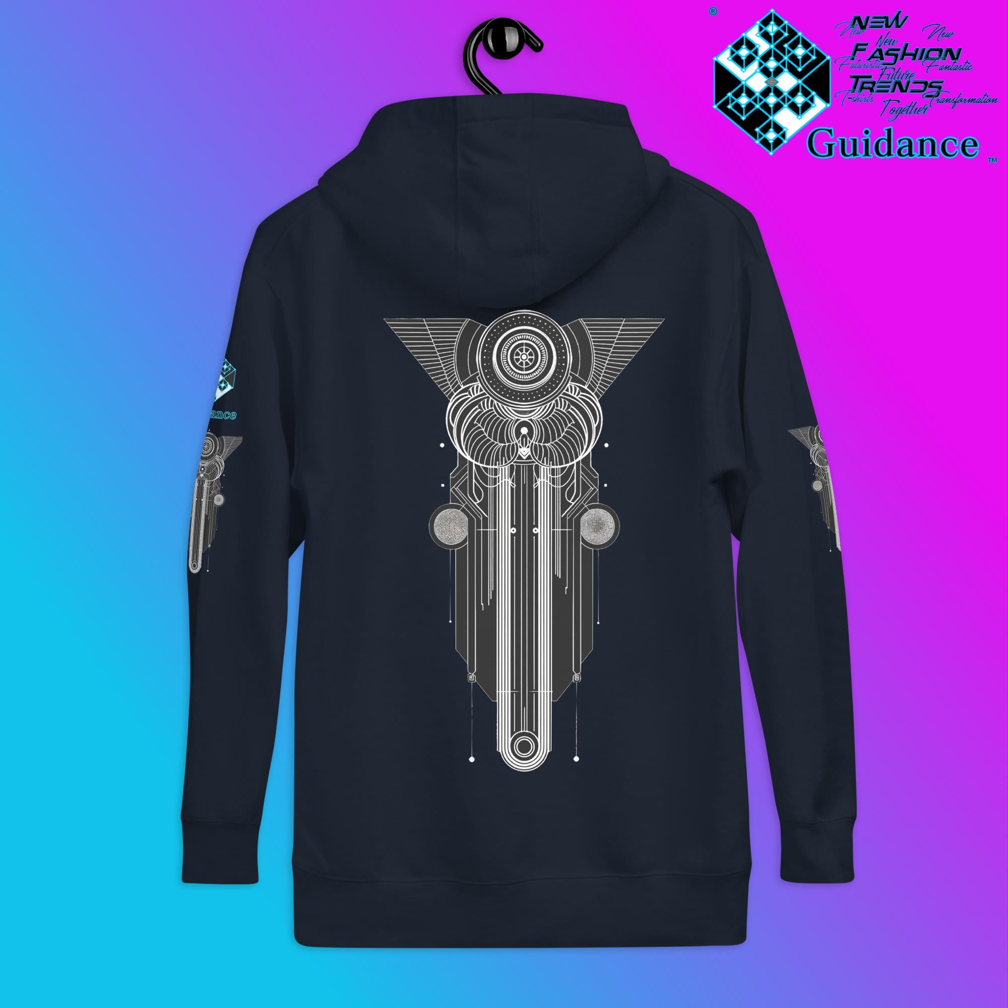 Sacred Geometry Resonance Hoodie – Geometric Symbolism by XGuidance Navy Blazer 11