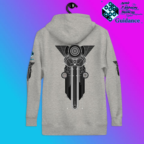Sacred Geometry Resonance Hoodie – Geometric Symbolism by XGuidance Carbon Grey 8