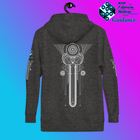 Sacred Geometry Resonance Hoodie – Geometric Symbolism by XGuidance Charcoal Heather 9