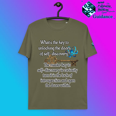 Self Discovery T-Shirt with Curiosity Quote by XGuidance Khaki 10
