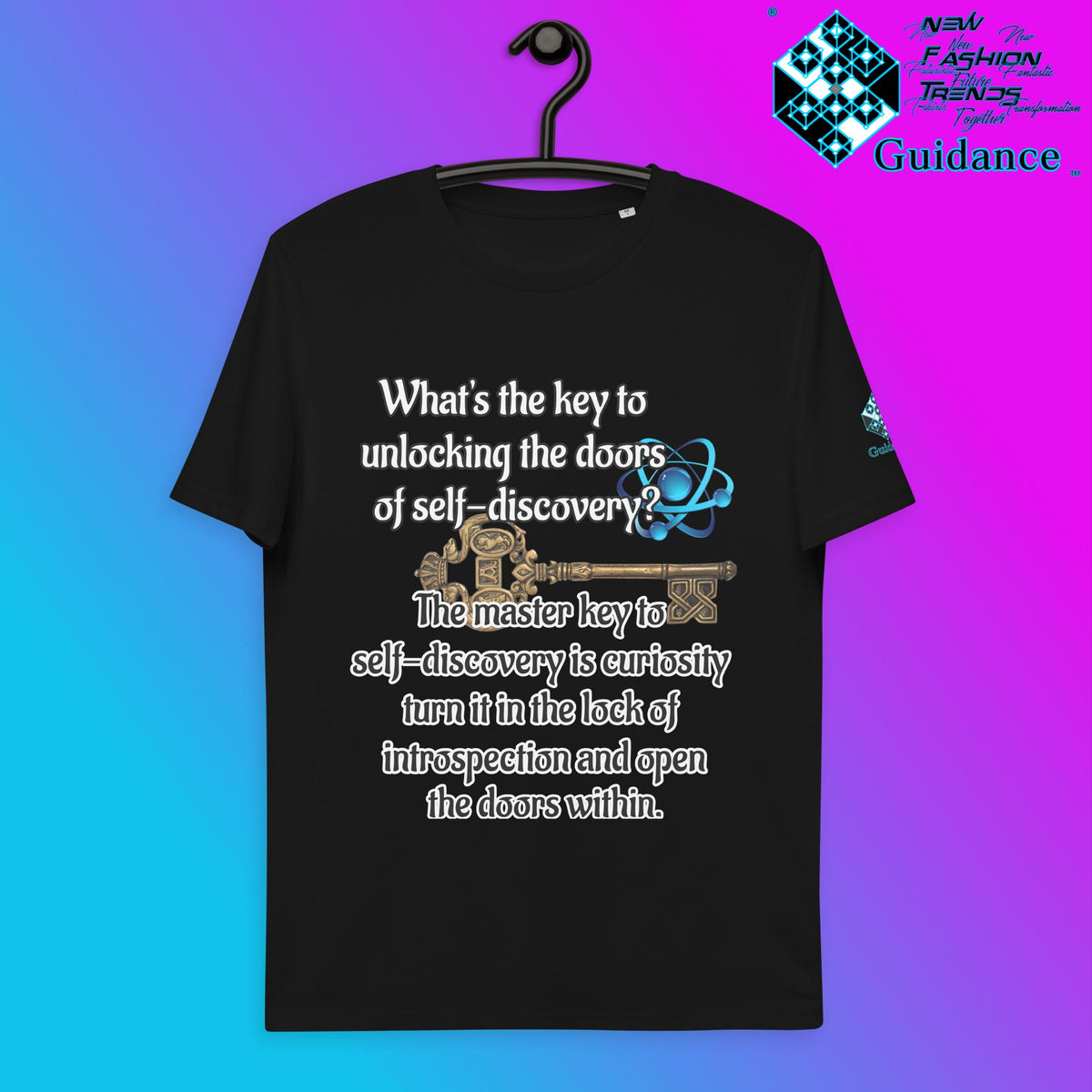 Self Discovery T-Shirt with Curiosity Quote by XGuidance Black 1