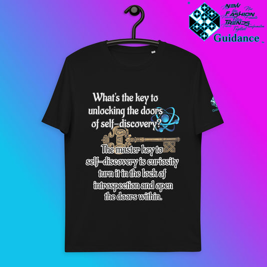 Self Discovery T-Shirt with Curiosity Quote by XGuidance Black 1
