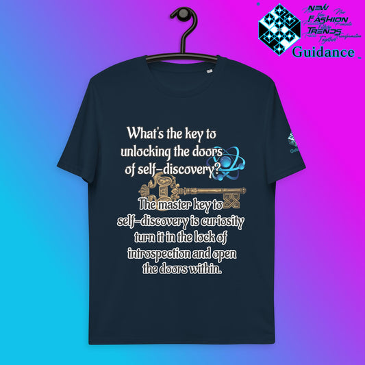 Self Discovery T-Shirt with Curiosity Quote by XGuidance French Navy 2