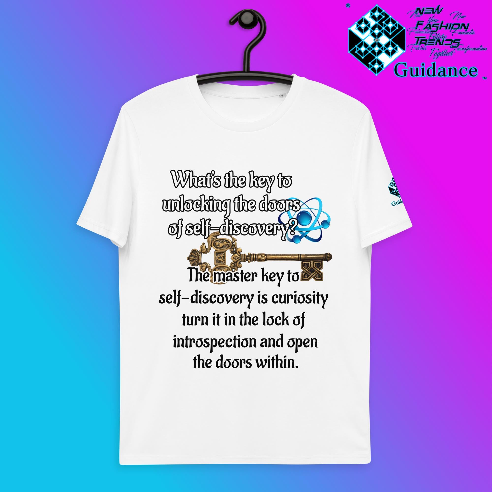 Self Discovery T-Shirt with Curiosity Quote by XGuidance White 5