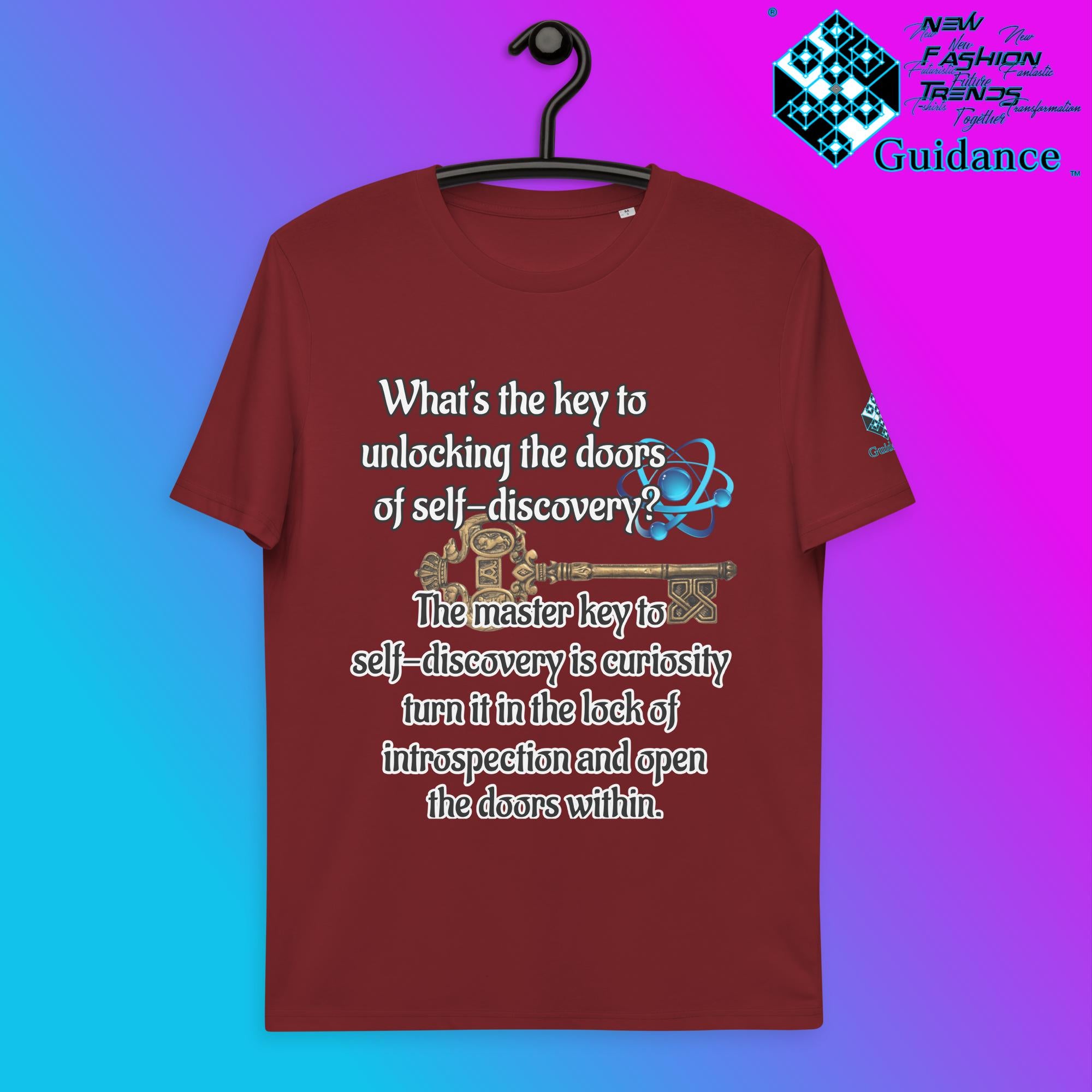 Self Discovery T-Shirt with Curiosity Quote by XGuidance Burgundy 9
