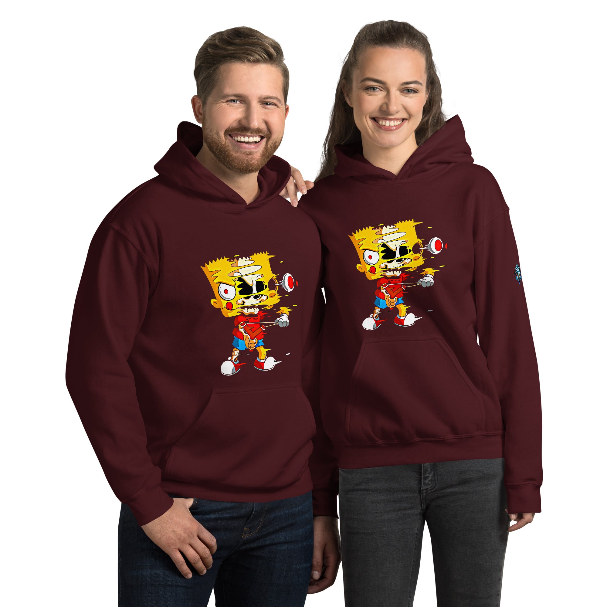 Simpsons Trippy Hoodie – Red Unisex Cartoon Sweatshirt by XGuidance Maroon 4