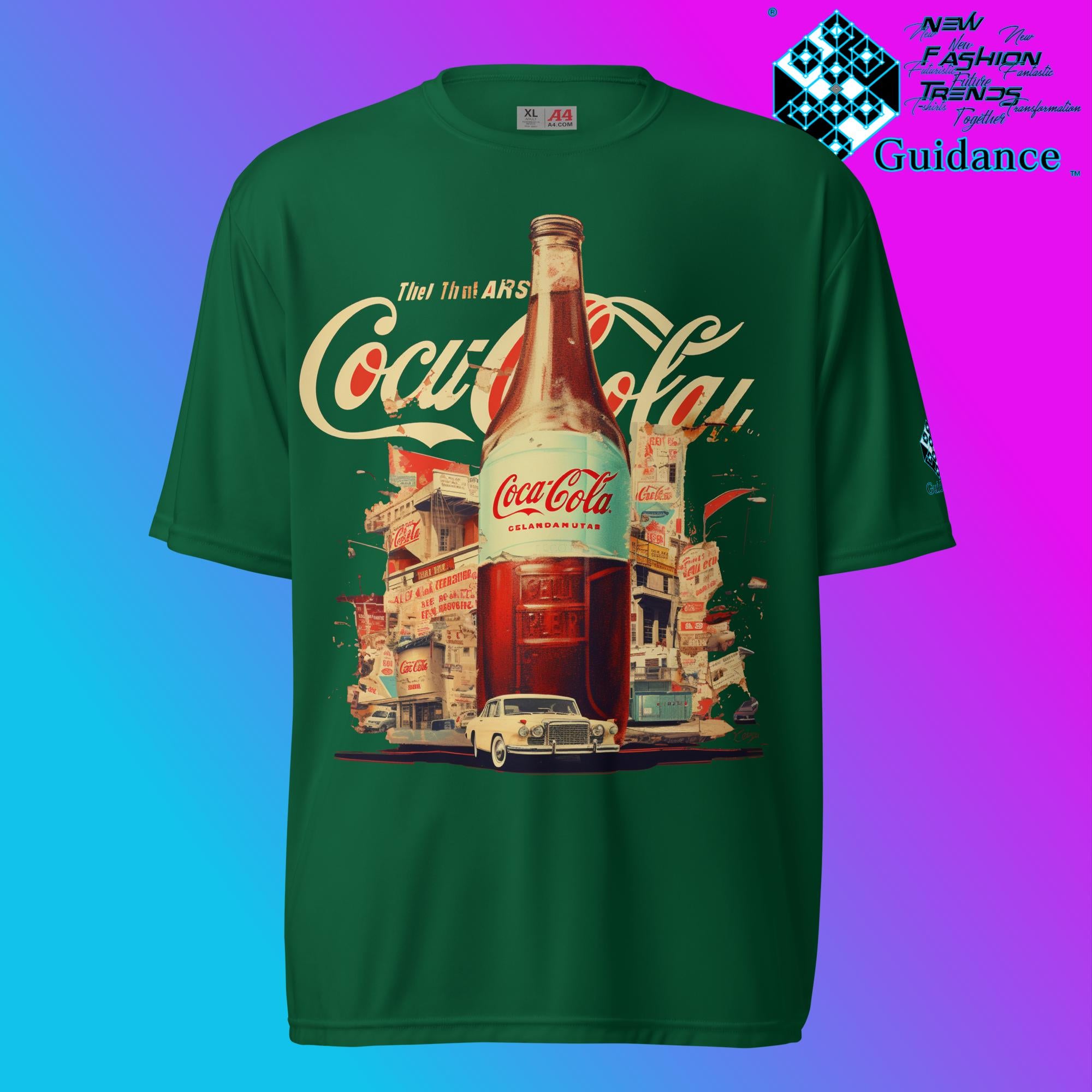 Soda Nostalgia Coca-Cola Retro T Shirt by XGuidance Forest Green 3