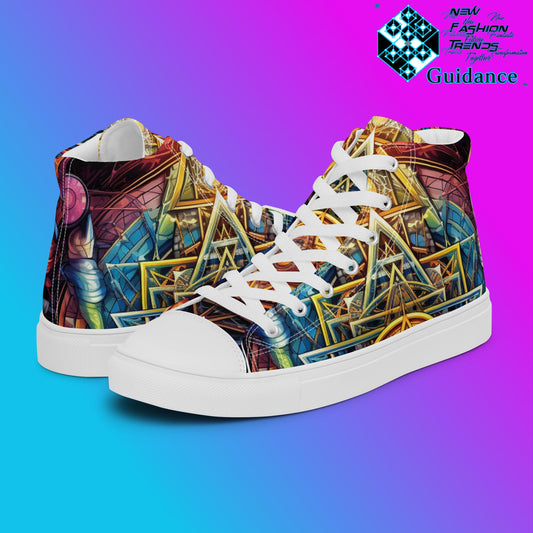 Spiritual Serenity High Top Shoes – Celestial Streetwear Sneakers by XGuidance White 1