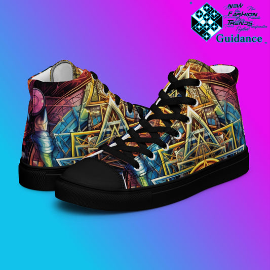 Spiritual Serenity High Top Shoes – Celestial Streetwear Sneakers by XGuidance Black 2