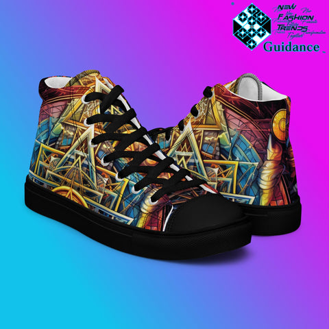 Spiritual Serenity High Top Shoes – Celestial Streetwear Sneakers by XGuidance Black 8