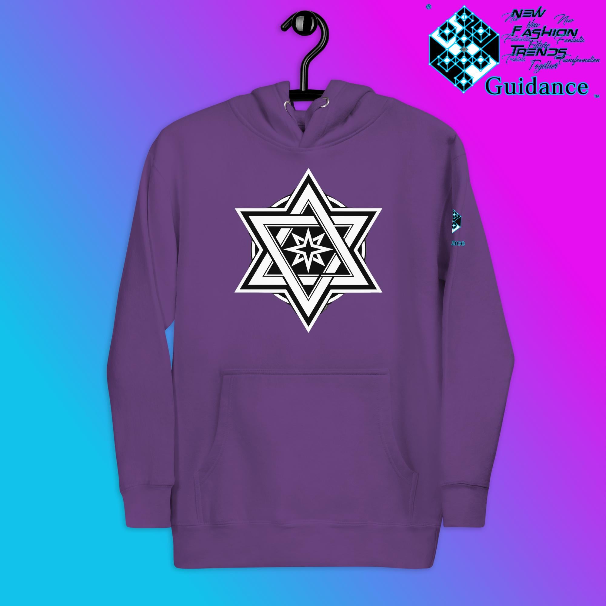 Stellar Convergence Hoodie – Sacred Star Symbol Design by XGuidance Purple 10