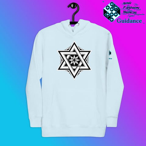 Stellar Convergence Hoodie – Sacred Star Symbol Design by XGuidance Sky Blue 11