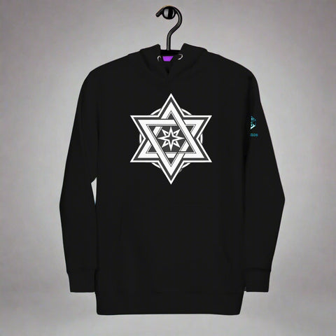 Stellar Convergence Hoodie – Sacred Star Symbol Design by XGuidance Black 1