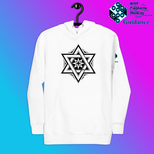 Stellar Convergence Hoodie – Sacred Star Symbol Design by XGuidance White 2
