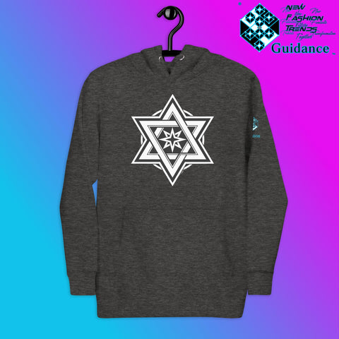 Stellar Convergence Hoodie – Sacred Star Symbol Design by XGuidance Charcoal Heather 4