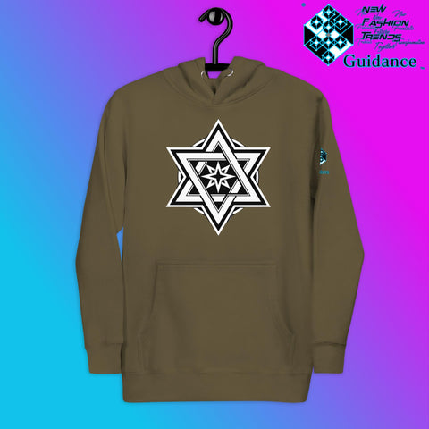 Stellar Convergence Hoodie – Sacred Star Symbol Design by XGuidance Military Green 8