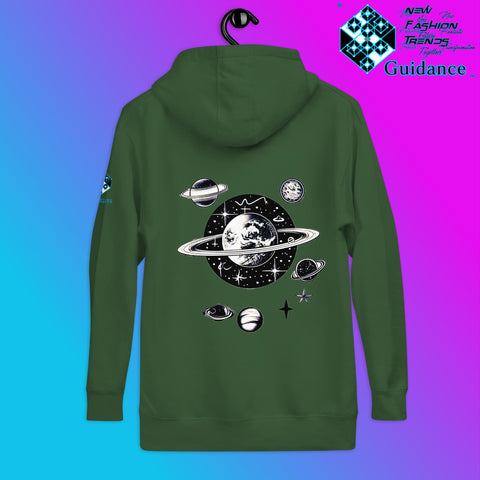 Stellar Symphony Hoodie – Celestial Planet Alignment by XGuidance Forest Green 12