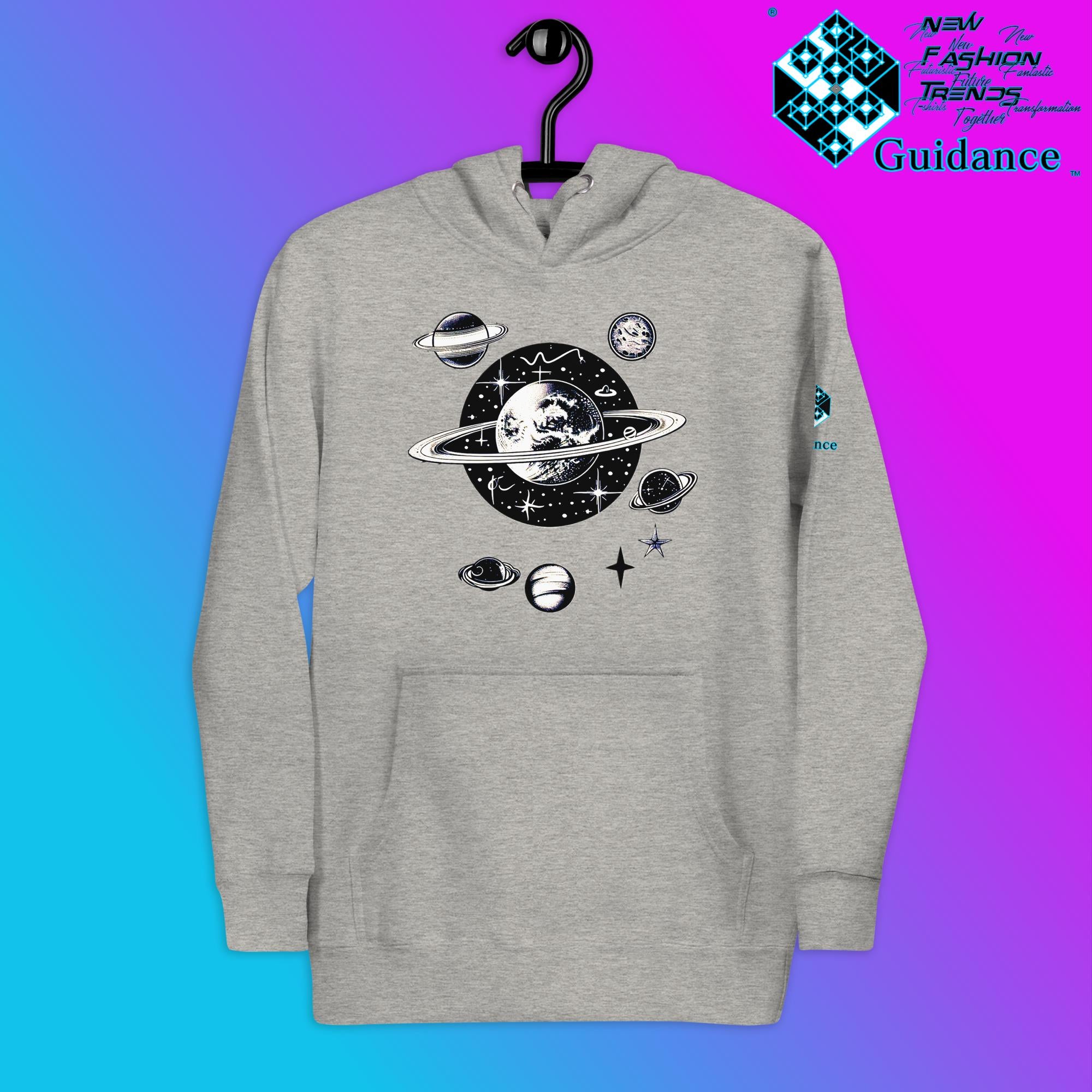 Stellar Symphony Hoodie – Celestial Planet Alignment by XGuidance Black 15
