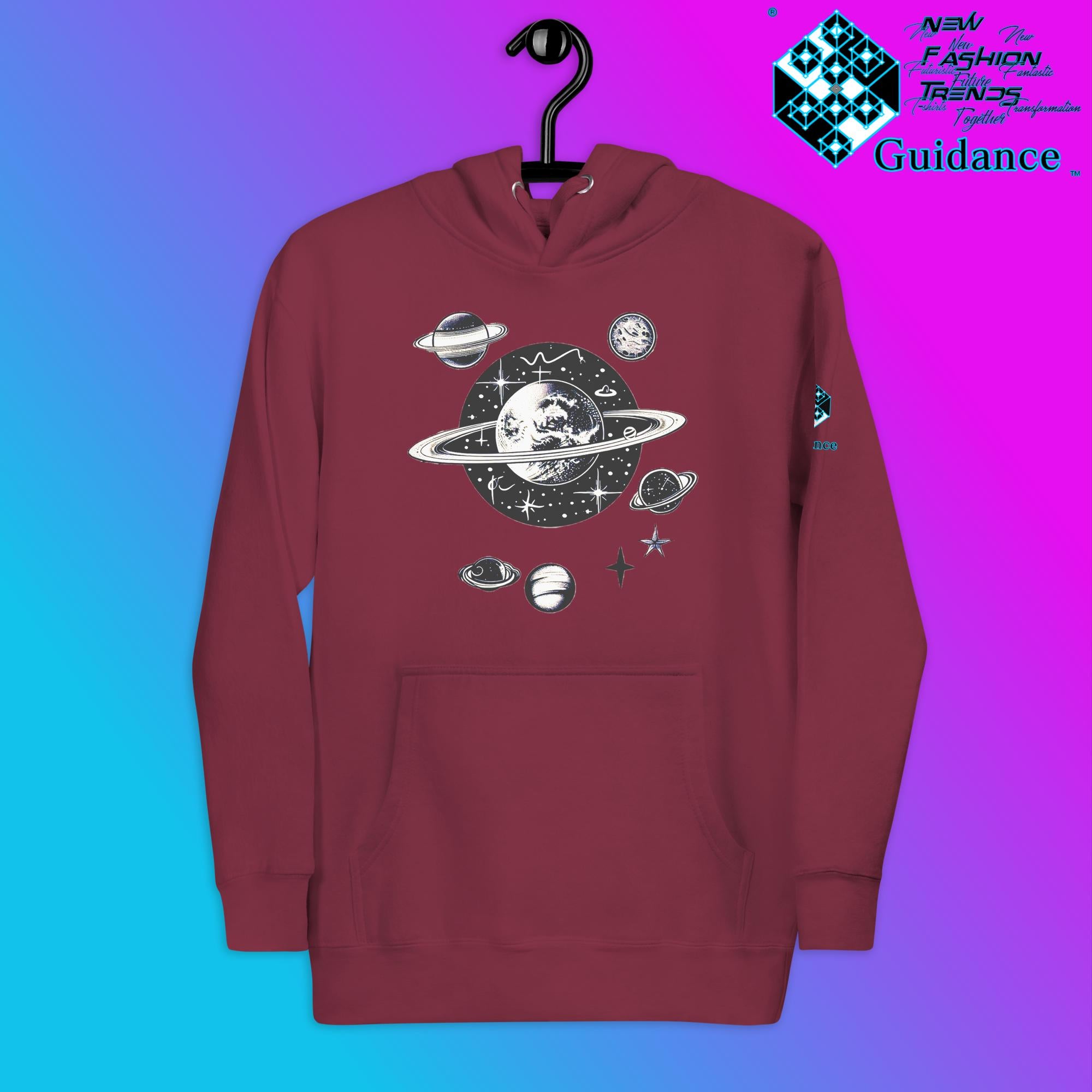 Stellar Symphony Hoodie – Celestial Planet Alignment by XGuidance Black 17