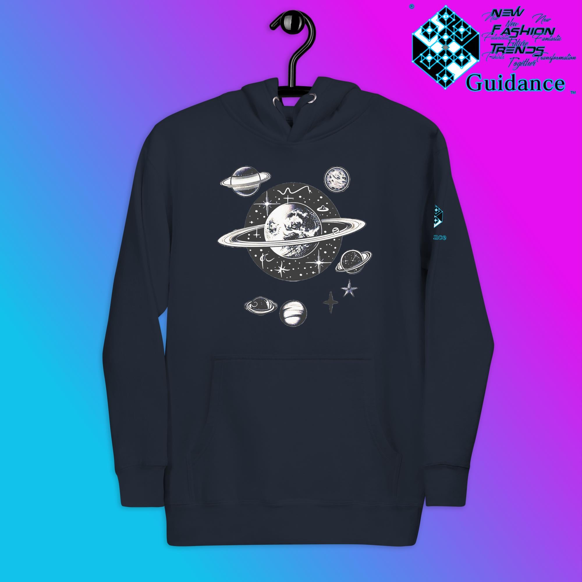 Stellar Symphony Hoodie – Celestial Planet Alignment by XGuidance Black 18