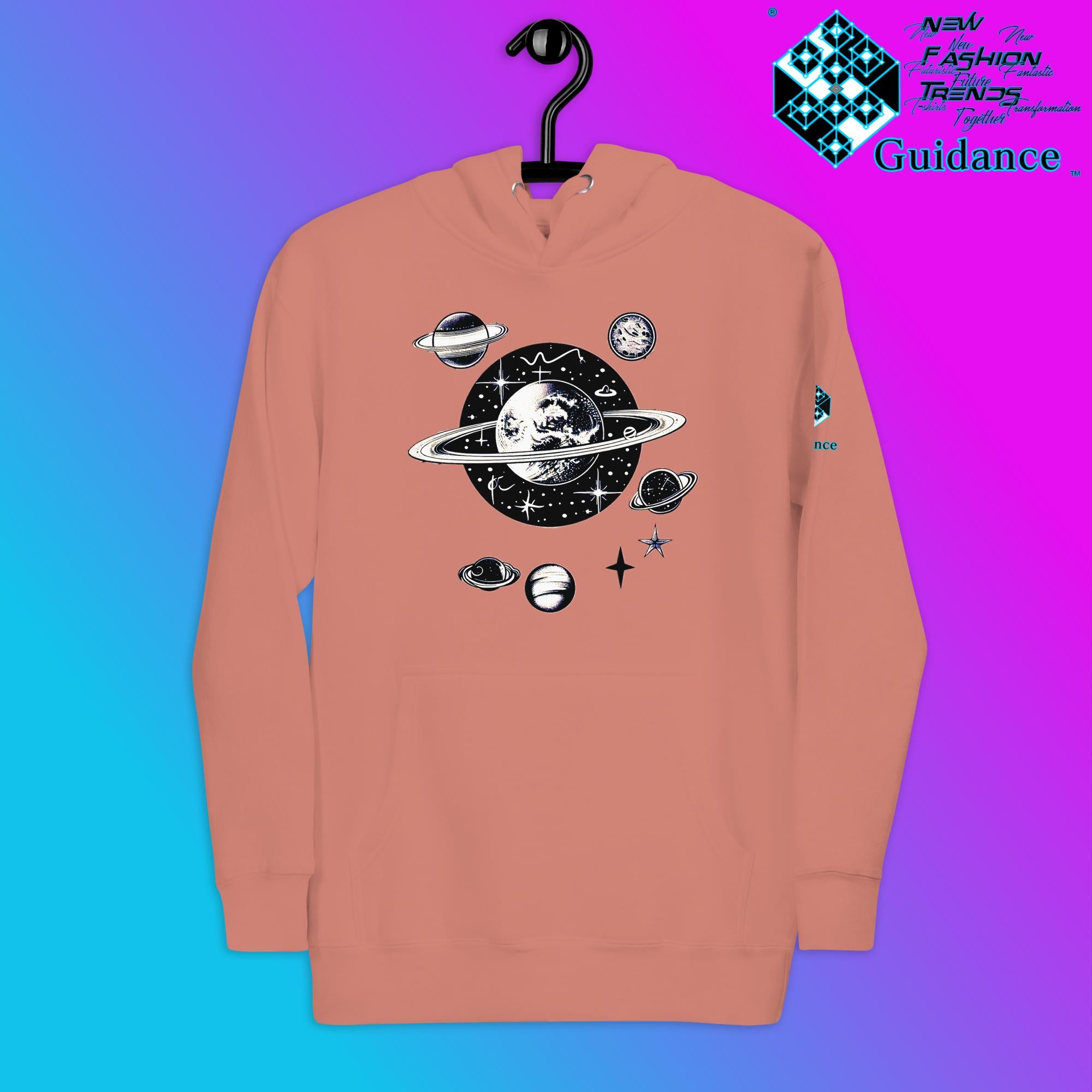 Stellar Symphony Hoodie – Celestial Planet Alignment by XGuidance Black 19