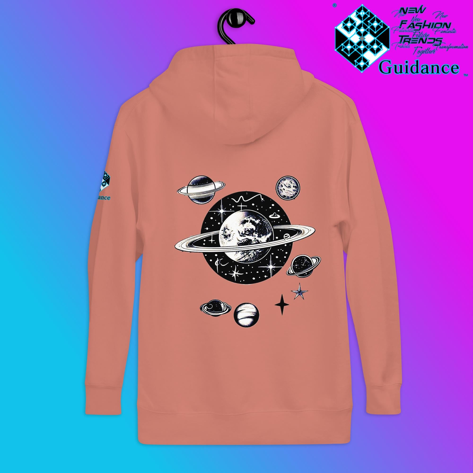 Stellar Symphony Hoodie – Celestial Planet Alignment by XGuidance Black 28
